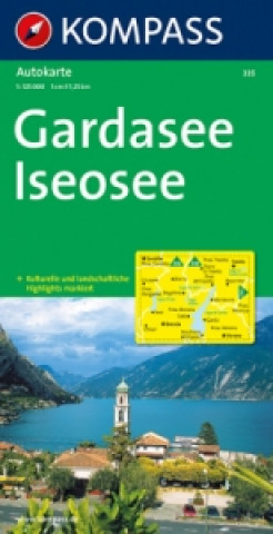 Tiskovina KOMPASS Autokarte Gardasee, Iseosee 1:125.000. Lago di Garda, Lago d' Iseo Kompass-Karten Gmbh