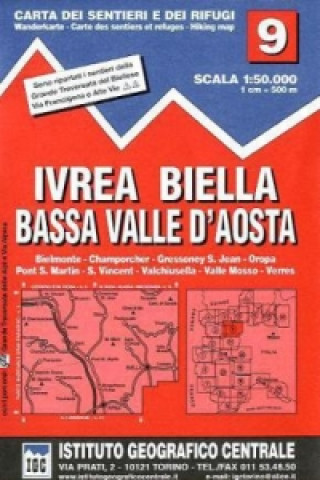 Nyomtatványok IGC Wanderkarte Ivrea, Biella, Bassa Valle d' Aosta 