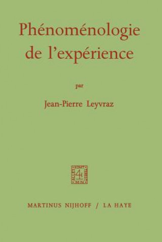 Buch Phenomenologie de L'experience J.-P. Leyvraz