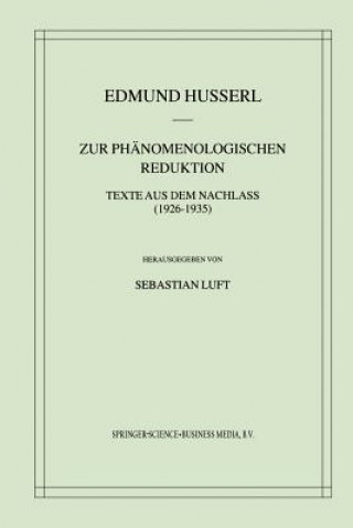 Könyv Zur Phanomenologischen Reduktion Edmund Husserl