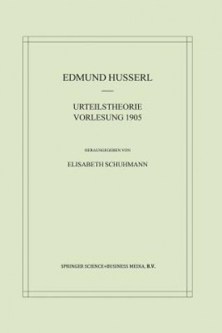 Książka Urteilstheorie Vorlesung 1905 Edmund Husserl