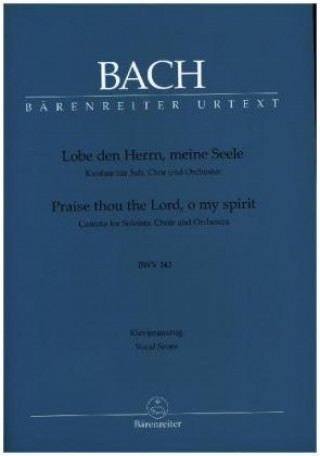 Tlačovina Lobe den Herrn, meine Seele BWV 143, Klavierauszug Johann Sebastian Bach