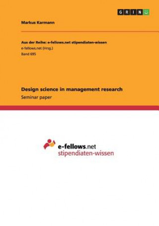 Livre Design science in management research Markus Karmann