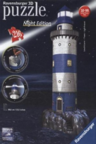 Game/Toy Ravensburger 3D Puzzle 12577 - Leuchtturm bei Nacht - 216 Teile - für Maritim Fans ab 8 Jahren 