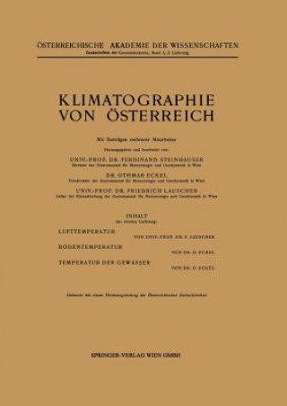 Kniha Klimatographie Von OEsterreich O. Eckel