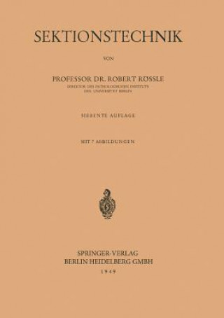 Книга Sektionstechnik Robert Rössle