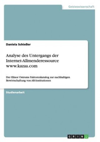 Книга Analyse des Untergangs der Internet-Allmenderessource www.kazaa.com Daniela Schießer