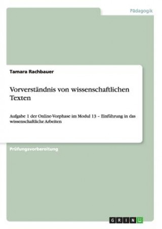 Kniha Vorverstandnis von wissenschaftlichen Texten Tamara Rachbauer