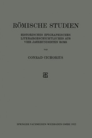 Kniha Roemische Studien Conrad Cichorius
