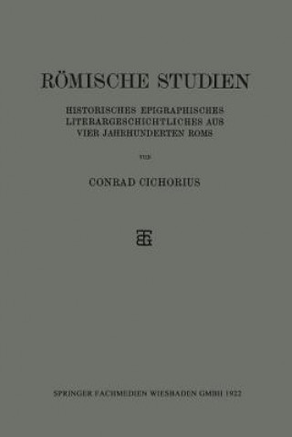 Livre Roemische Studien Conrad Cichorius