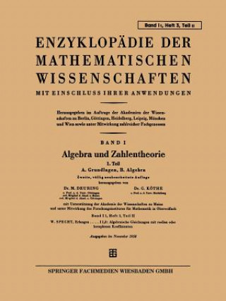 Carte Enzyklopadie Der Mathematischen Wissenschaften Mit Einschluss Ihrer Anwendungen Max Deuring