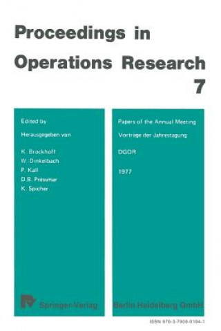 Libro Vortrage Der Jahrestagung 1977 / Papers of the Annual Meeting 1977 DGOR Klaus Brockhoff