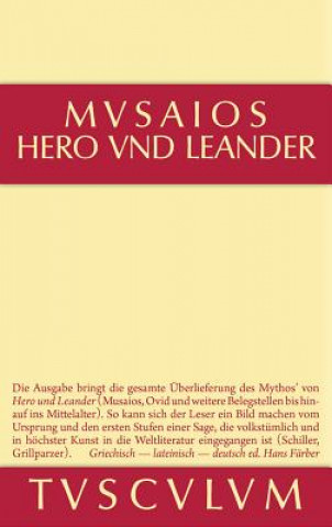 Könyv Hero Und Leander Und Die Weiteren Antiken Zeugnisse Musaios