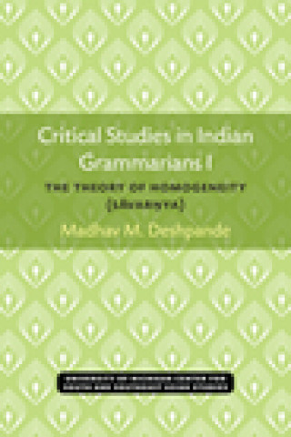 Kniha Critical Studies in Indian Grammarians Madhav M. Deshpande