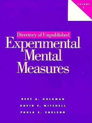 Carte Directory of Unpublished Experimental Mental Measures Bert Arthur Goldman