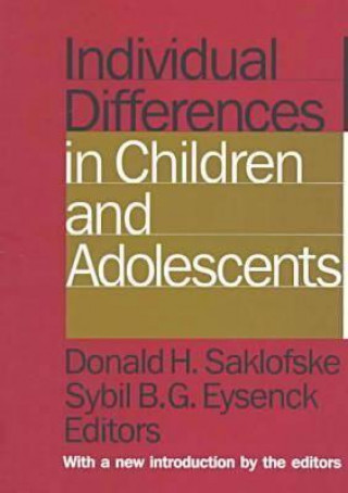 Kniha Individual Differences in Children and Adolescents Sybil B. G. Eysenck