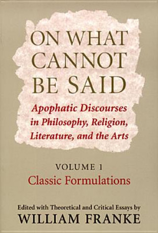 Libro On What Cannot be Said William P. Franke