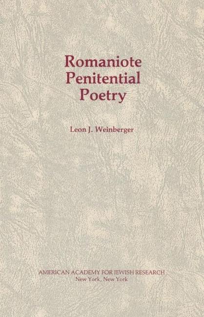 Carte Romaniote Penitential Poetry WEINBERGER