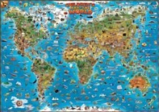 Tiskovina World children's map flat laminated 