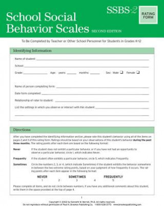 Livre School Social Behavior Scales  Rating Scales Kenneth W. Merrell