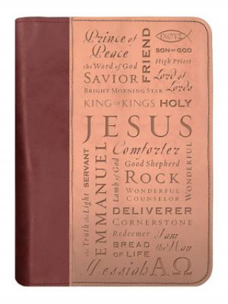 Carte Names of Jesus Bible Cover, Zippered, Italian Duo-Tone Imitation Leather, Brown/Tan, Extra Large Zondervan