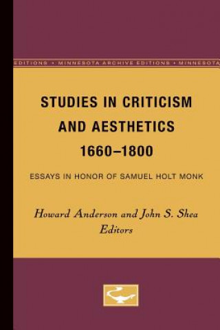 Książka Studies in Criticism and Aesthetics, 1660-1800 