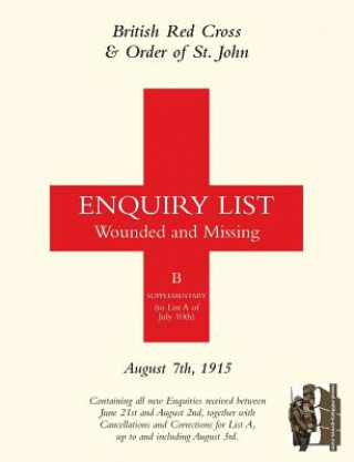 Książka British Red Cross and Order of St John Enquiry List for Wounded and Missing Anon