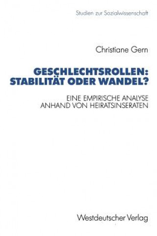Kniha Geschlechtsrollen: Stabilitat Oder Wandel? Christiane Gern