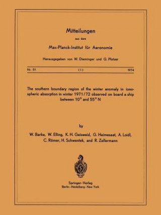 Carte Southern Boundary Region of the Winter Anomaly in Ionospheric Absorption in Winter 1971/72 Observed on Board the Cargo Vessel "Hanau" of Hapag-Lloyd M R. Zellermann