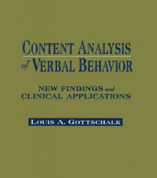 Kniha Content Analysis of Verbal Behavior Louis A. Gottschalk