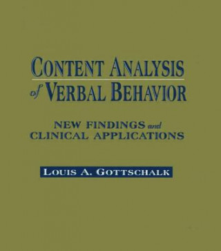 Książka Content Analysis of Verbal Behavior Louis A. Gottschalk