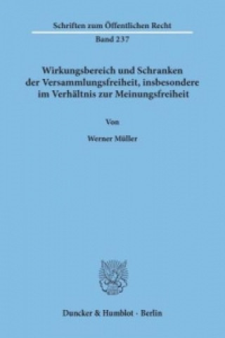 Buch Wirkungsbereich und Schranken der Versammlungsfreiheit, insbesondere im Verhältnis zur Meinungsfreiheit. Werner Müller