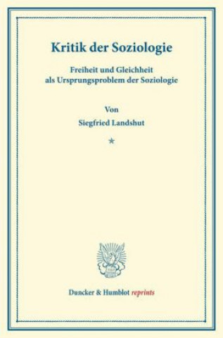 Carte Kritik der Soziologie Siegfried Landshut