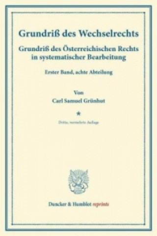 Carte Grundriß des Wechselrechts. Carl Samuel Grünhut