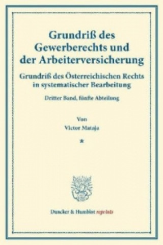 Kniha Grundriß des Gewerberechts und der Arbeiterversicherung. Victor Mataja