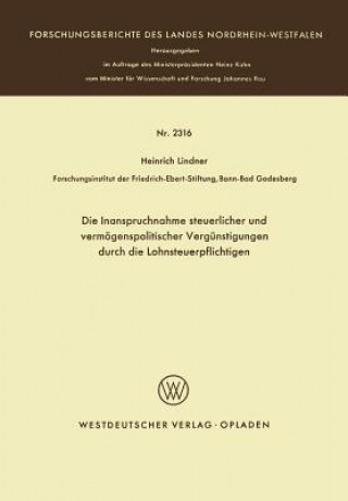 Kniha Inanspruchnahme Steuerlicher Und Verm genspolitischer Verg nstigungen Durch Die Lohnsteuerpflichtigen Heinrich Lindner