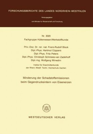 Kniha Minderung der Schadstoffemissionen beim Gegendrucksintern von Eisenerzen Franz-Rudolf Block