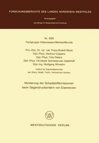 Книга Minderung der Schadstoffemissionen beim Gegendrucksintern von Eisenerzen Franz-Rudolf Block