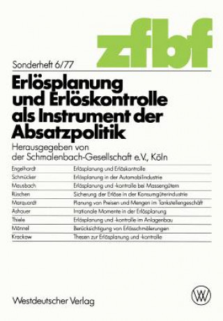 Buch Erl splanung Und Erl skontrolle ALS Instrument Der Absatzpolitik Schmalenbach-Gesellschaft