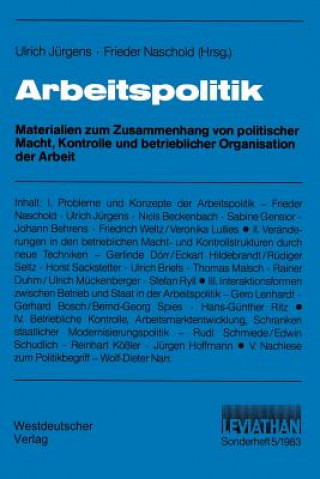 Kniha Arbeitspolitik Ulrich Jürgens