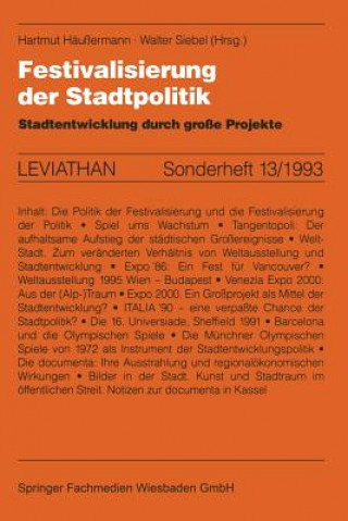 Kniha Festivalisierung Der Stadtpolitik Walter Siebel