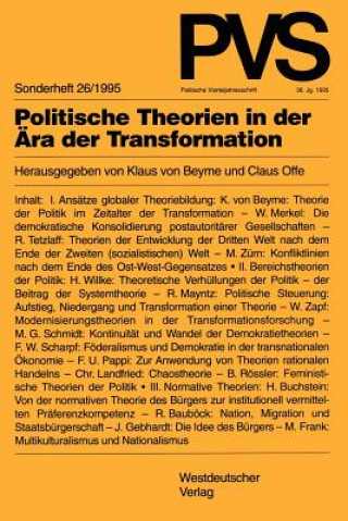 Carte Politische Theorien in der Ara der Transformation Klaus Von Beyme