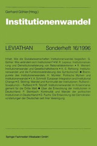 Buch Institutionenwandel Gerhard Göhler