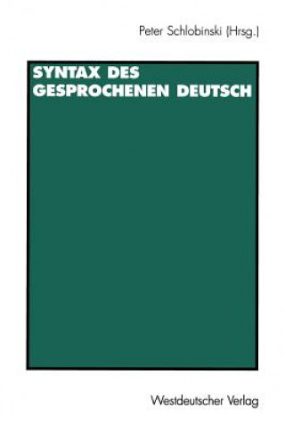 Carte Syntax des Gesprochenen Deutsch Peter Schlobinski