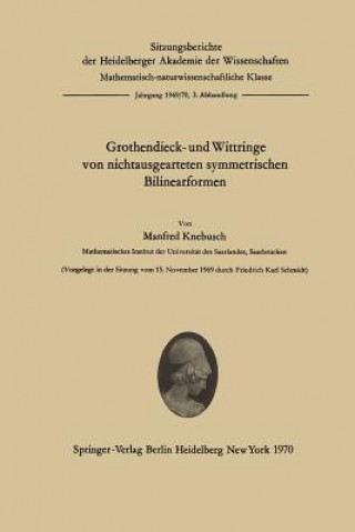 Książka Grothendieck- und Wittringe von nichtausgearteten symmetrischen Bilinearformen Manfred Knebusch