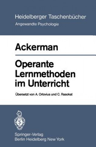 Kniha Operante Lernmethoden im Unterricht J. M. Ackerman