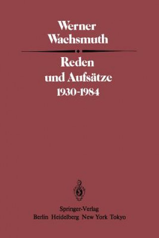 Kniha Reden und Aufsatze 1930-1984 Werner Wachsmuth