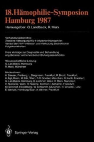 Knjiga 18. Hamophilie-Symposion Hamburg 1987 Günter Landbeck