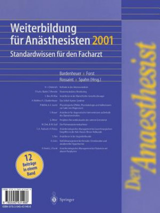 Könyv Der Anaesthesist Weiterbildung F r An sthesisten 1997 H. J. Bardenheuer
