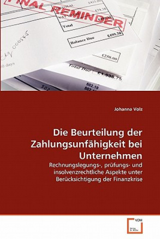 Książka Beurteilung der Zahlungsunfahigkeit bei Unternehmen Johanna Volz